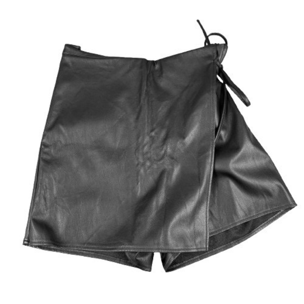 Hesperus Black Faux Leather Wrap Front Skort Shorts Going Out Juniors Size Large